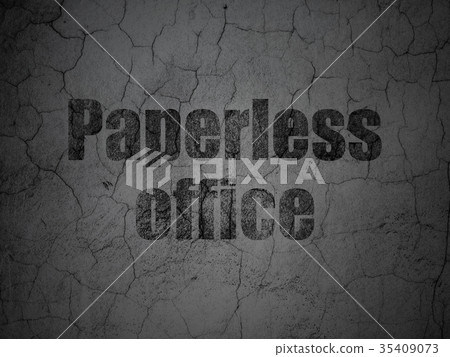 Finance concept: Paperless Office on grunge wall Finance concept: Paperless Office on grunge wall 35409073