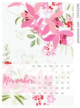 Vintage floral calendar 2018 35410206