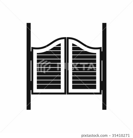 Doors in western saloon icon, simple style 35410271