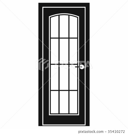 Door with glass icon, simple style 35410272