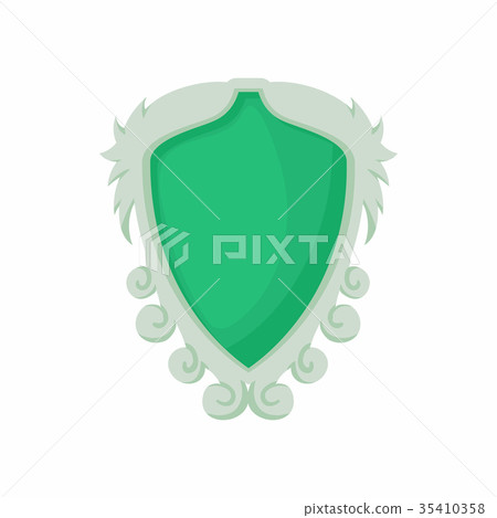 Shield with ornaments icon, cartoon style 35410358