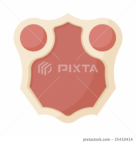 Shield with leather design icon, cartoon style 35410414