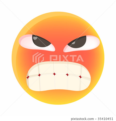 Angry emoticon icon, in cartoon style Angry emoticon icon, in cartoon style 35410451