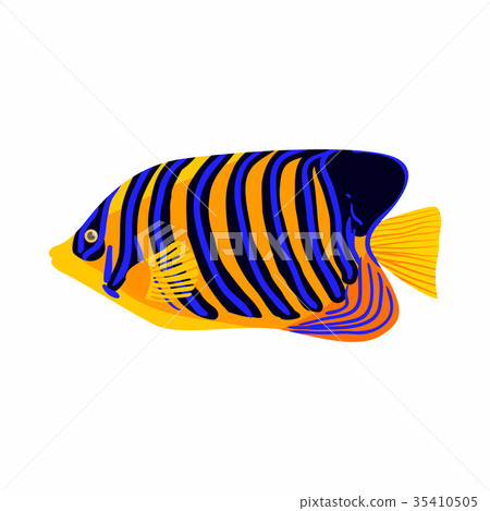 Zebrasoma fish icon, cartoon style 35410505