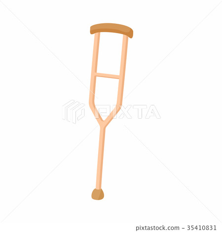 Crutch for the disabled icon, cartoon style 35410831
