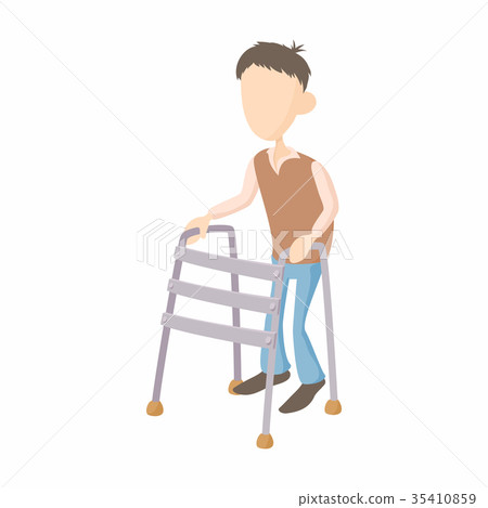 Boy with walker icon, cartoon style Boy with walker icon, cartoon style 35410859