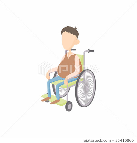 Man in wheelchair icon, cartoon style 35410860