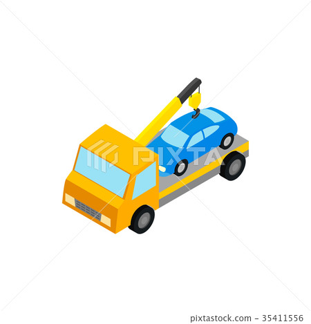 Tow truck hauls car to penalty parking icon Tow truck hauls car to penalty parking icon 35411556
