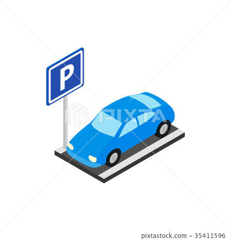 Street parking icon, isometric 3d style Street parking icon, isometric 3d style 35411596