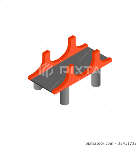 Bridge with red pillars icon in isometric 3d style 35411732