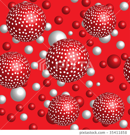 Red White Balls Seamless Pattern 35411858