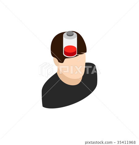 Man with low battery icon, isometric 3d style 35411968