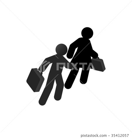 Refugees with suitcase icon, isometric 3d style Refugees with suitcase icon, isometric 3d style 35412057