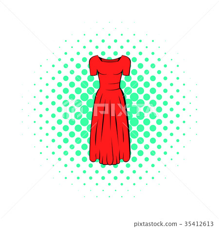 Womens red dress icon, comics style Womens red dress icon, comics style 35412613