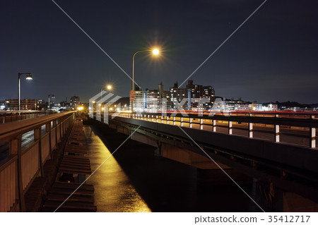 Night view of Enoshima Ohashi bridge and Katase coast direction taken from Enoshima Bentenbashi Night view of Enoshima Ohashi bridge and Katase coast direction taken from Enoshima Bentenbashi 35412717