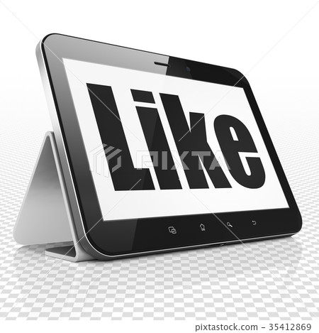 Social network concept: Tablet Computer with Like Social network concept: Tablet Computer with Like 35412869