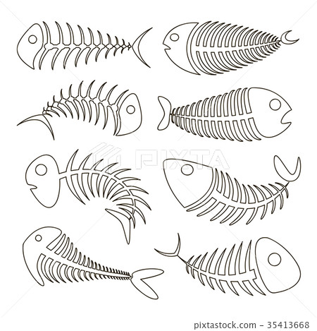 Fishbone set icons Fishbone set icons 35413668
