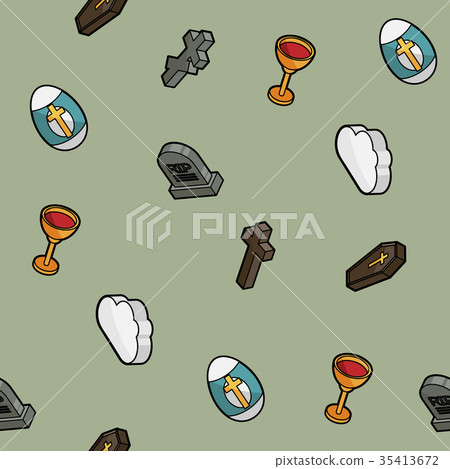 Christianity color outline isometric pattern 35413672