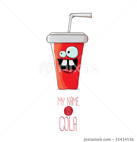 vector funny cartoon cute red party paper cola cup 35414536