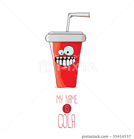 vector funny cartoon cute red party paper cola cup 35414537