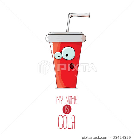 vector funny cartoon cute red party paper cola cup 35414539