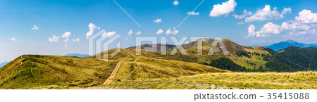 footpath through rolling hills of mountain ridge footpath through rolling hills of mountain ridge 35415088