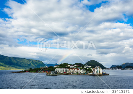 View to the city Alesund in Norway 35415171