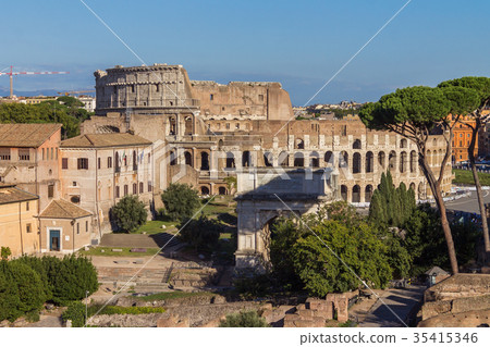 Panoramic view the Colosseum from Palantine hill 35415346