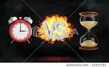 3d rendering a large flaming word VS stands 35415381