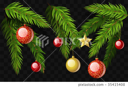 Christmas fir branches - set of modern vector 35415408