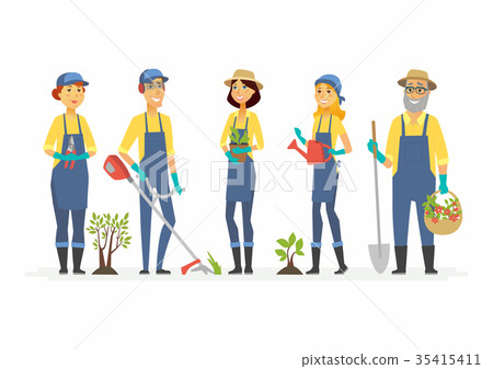Gardeners with tools - cartoon people characters 35415411