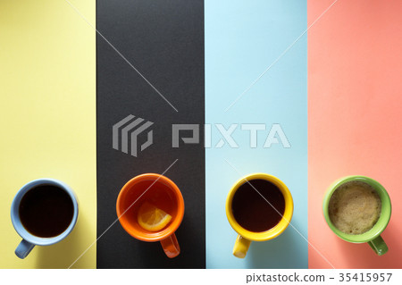 cup of coffee and tea at paper background cup of coffee and tea at paper background 35415957