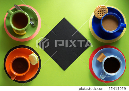 cup of coffee and tea at paper background cup of coffee and tea at paper background 35415959