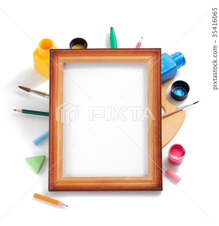 paint art supplies on white background paint art supplies on white background 35416065