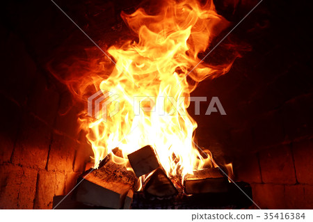 Long tongues of flame of burning fire Long tongues of flame of burning fire 35416384