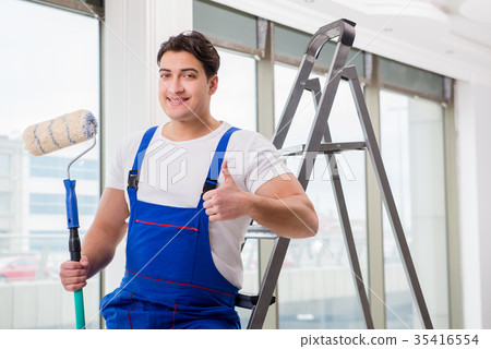 Painter repairman working at construction site Painter repairman working at construction site 35416554