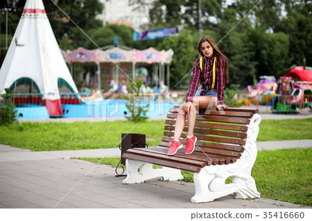 Cute girl in a clown makeup 35416660