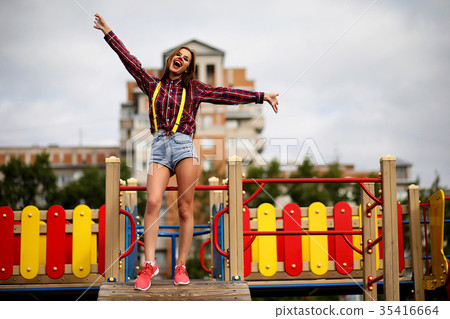 Cute girl in a clown makeup 35416664