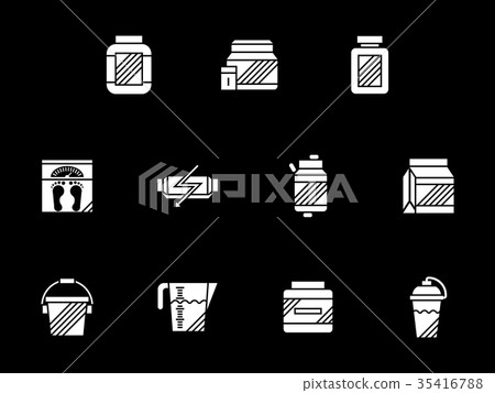 Weight growth supplements white glyph vector icons 35416788