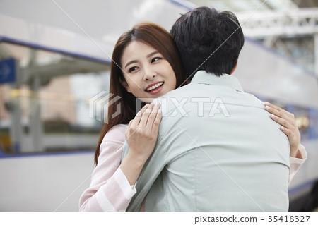 College student, friend, train College student, friend, train 35418327