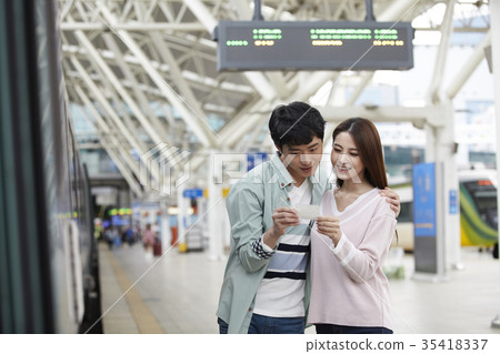 College student, friend, train 35418337