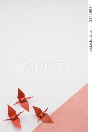 Folded crane Japanese pattern image Folded crane Japanese pattern image 35419934