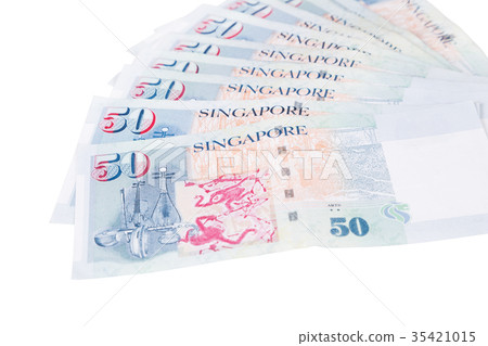 Singapore banknotes dollars (50 SGD) isolated  35421015