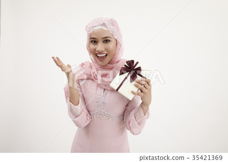 woman with present woman with present 35421369