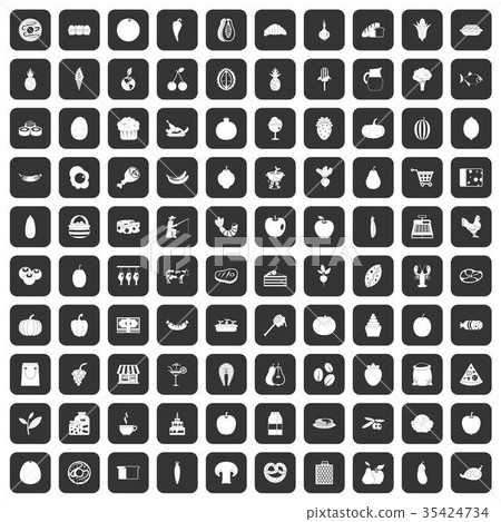 100 natural products icons set black 100 natural products icons set black 35424734