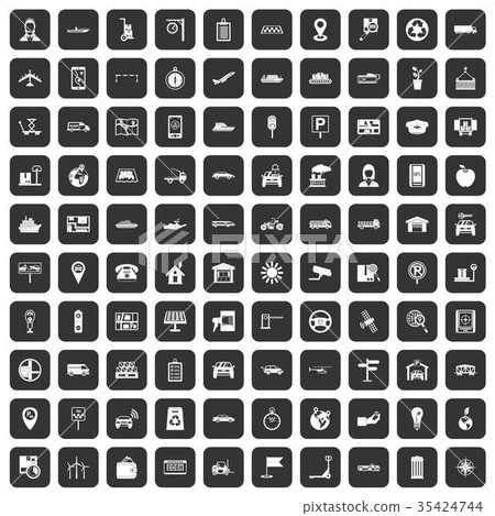 100 navigation icons set black 35424744