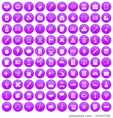 100 calculator icons set purple 35424780