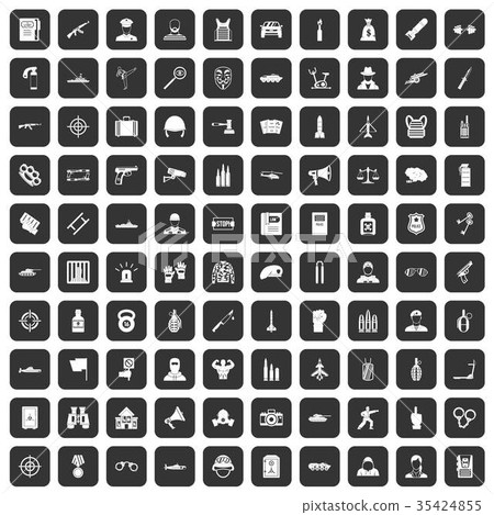 100 officer icons set black 100 officer icons set black 35424855