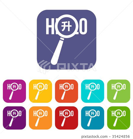 Magnifying glass over Hello word icons set Magnifying glass over Hello word icons set 35424856
