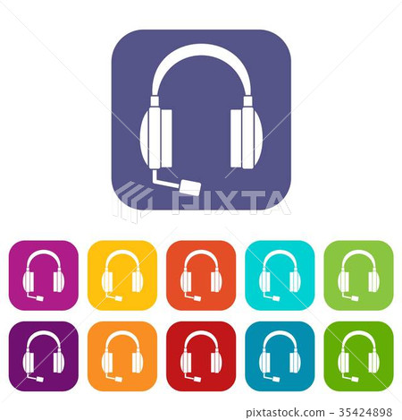 Headphones icons set 35424898